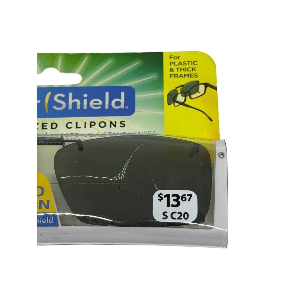 NIP Solar Shield Polarized Clip-On Sunglasses‎ Gentle Grip Fits Thick Frames